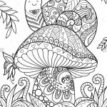 Snail Sitting On Beautiful Mushroom For T Shirt Design, Tattoo And   Free Printable Mushroom Coloring Pages