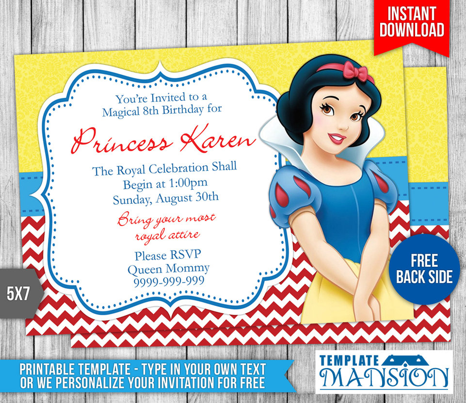 Snow White Invitations Snow White Printable Birthday Party - Snow White Invitations Free Printable