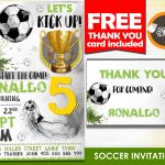 Soccer Birthday Invitation Soccer Invitation | Etsy   Free Printable Soccer Thank You Cards