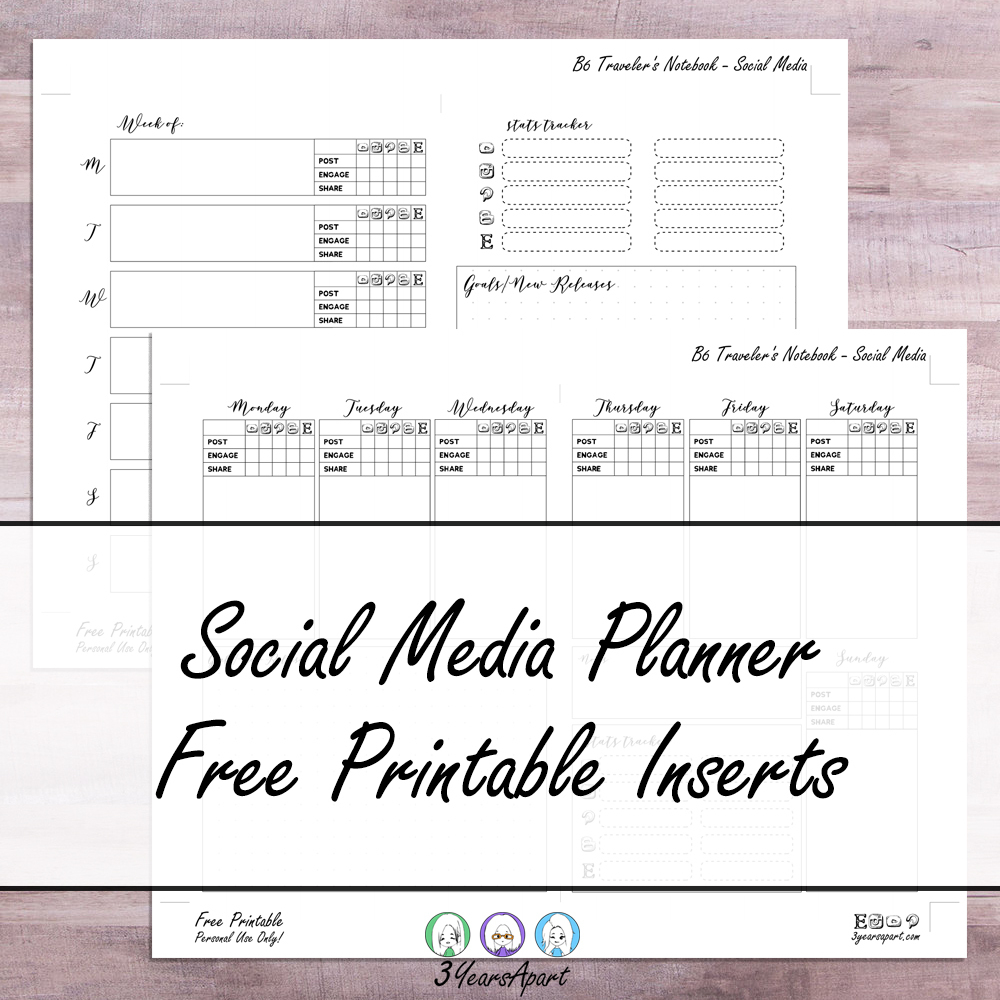 Social Media Planner Inserts | Free Printable For Traveler&amp;#039;s - Free Printable Traveler&amp;amp;#039;s Notebook Inserts