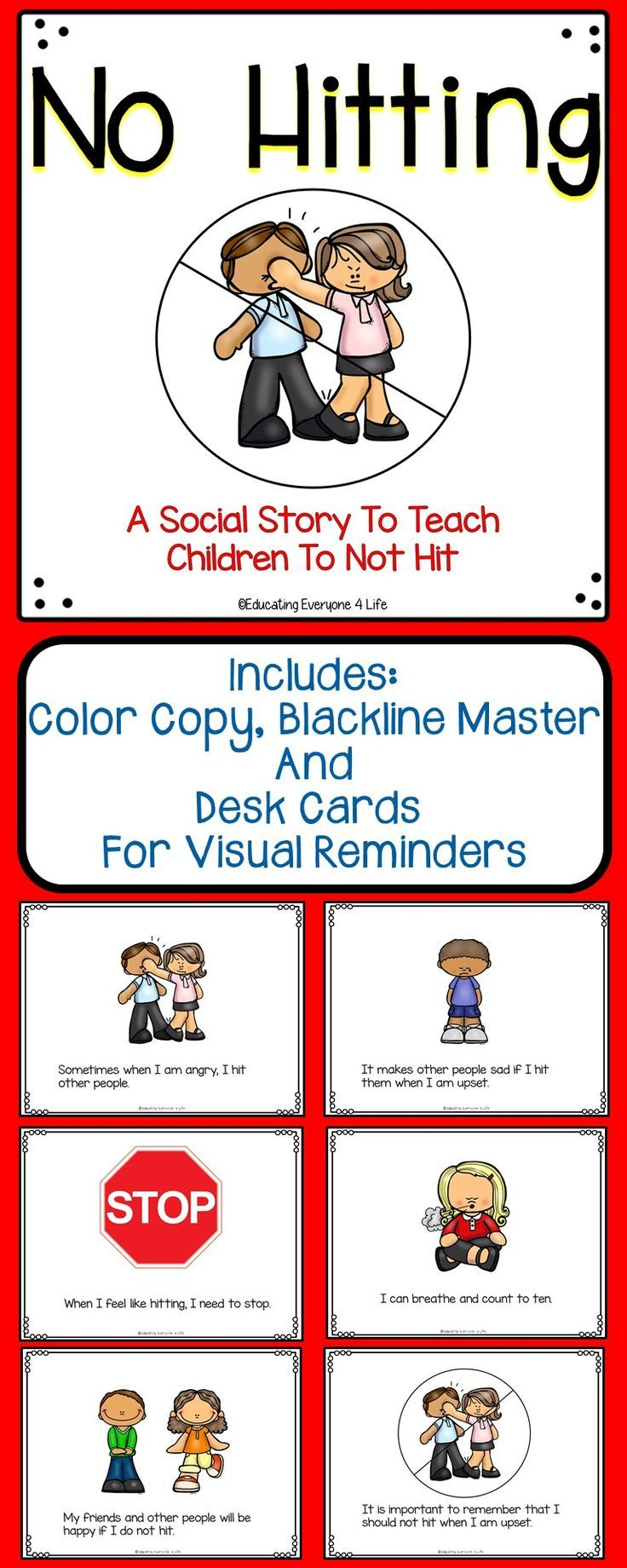 Social Story For Children - No Hitting | Classroom Management - Free Printable Social Stories Making Friends