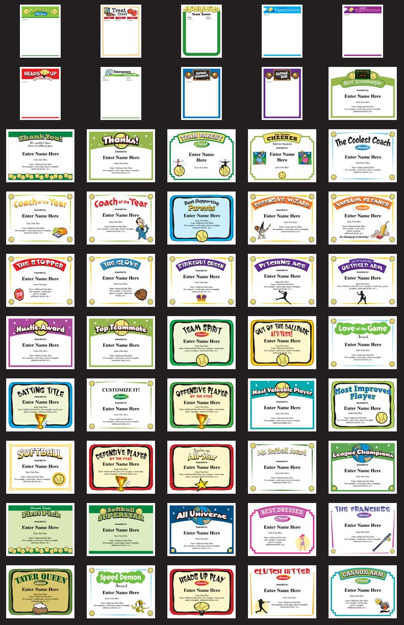 Softball Certificates - Free Award Certificates - Free Printable Softball Certificates