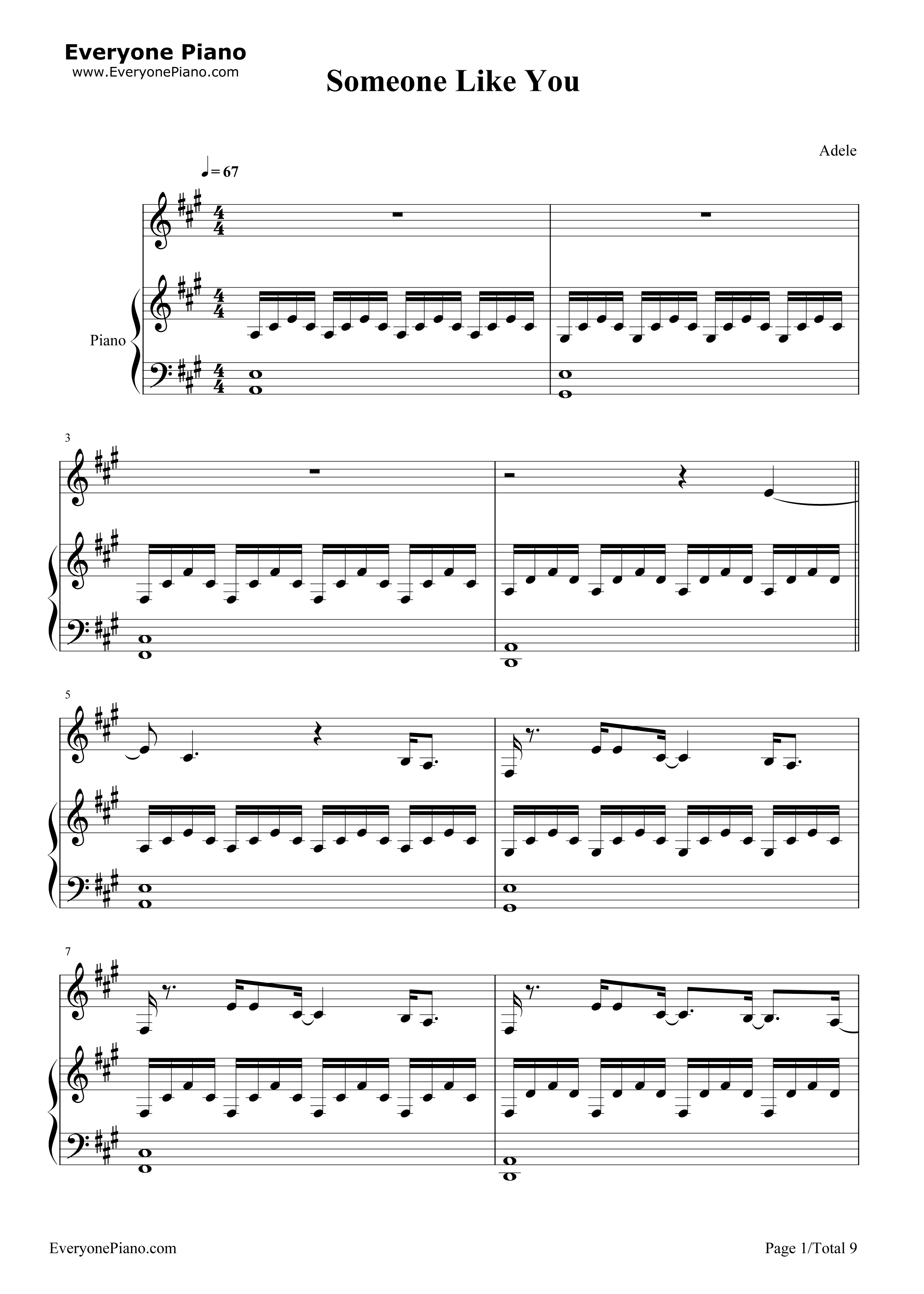 Someone Like You Original Version-Adele Free Piano Sheet Music - Free Printable Sheet Music Adele Someone Like You