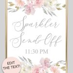 Sparkler Send Off Printable Sign (Blush Floral In 2018 | Free   Free Printable Wedding Sparkler Sign