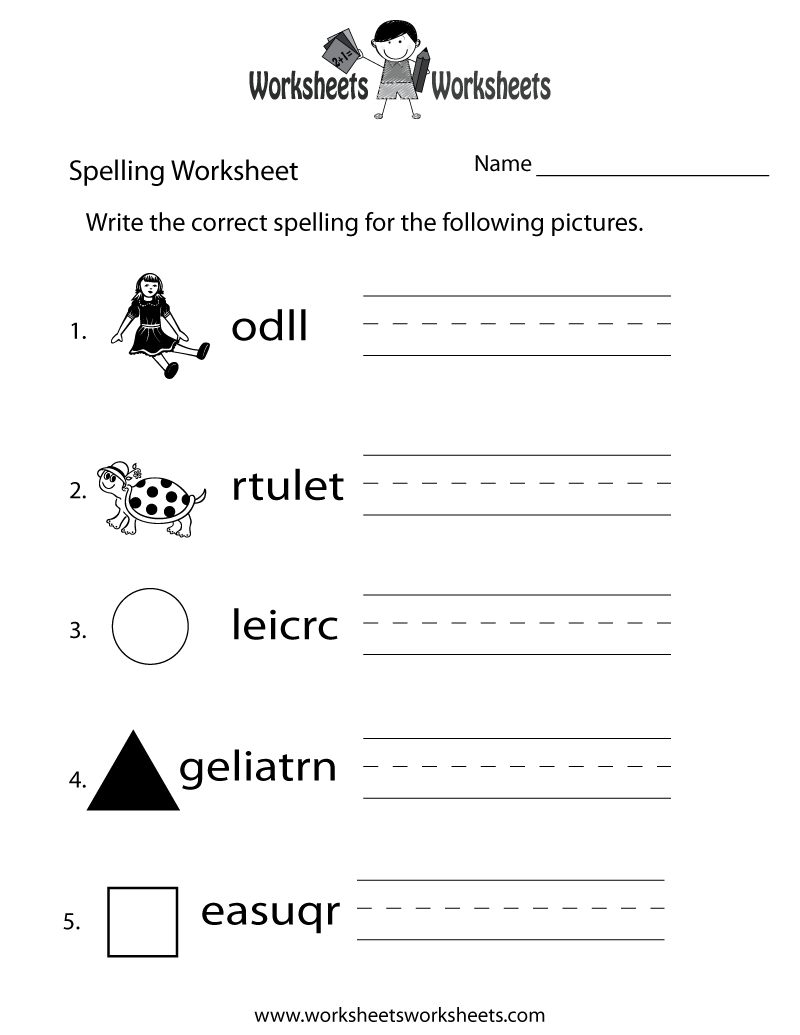 Spelling Practice Worksheet - Free Printable Educational Worksheet - Free Printable Spelling Worksheets