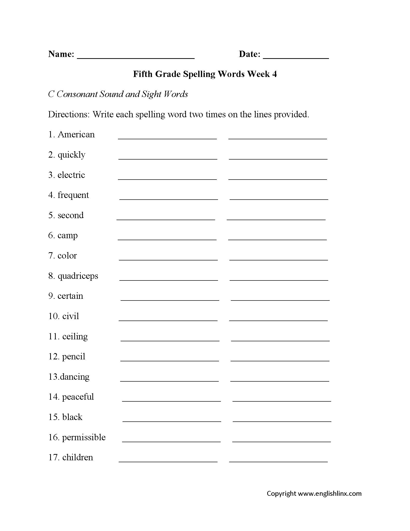 Spelling Worksheets | Fifth Grade Spelling Worksheets - Free Printable Phonics Worksheets For 4Th Grade