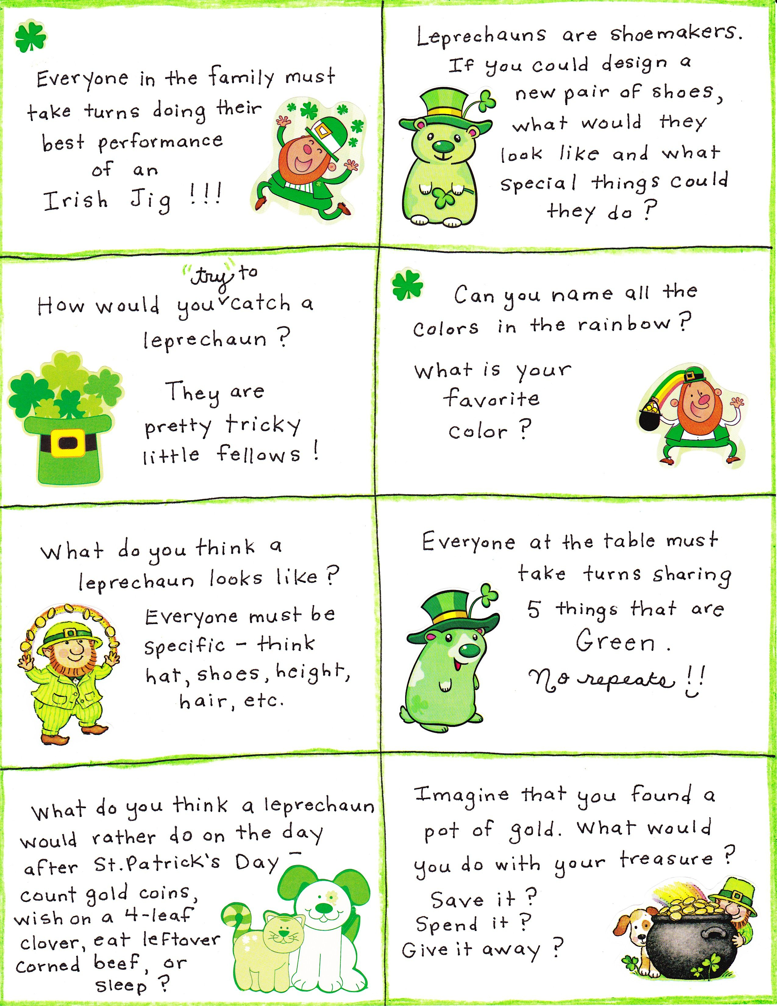St. Patrick&amp;#039;s Day Conversation Cards - Free Printable | Celebration - Free Printable St Patrick&amp;amp;#039;s Day Card