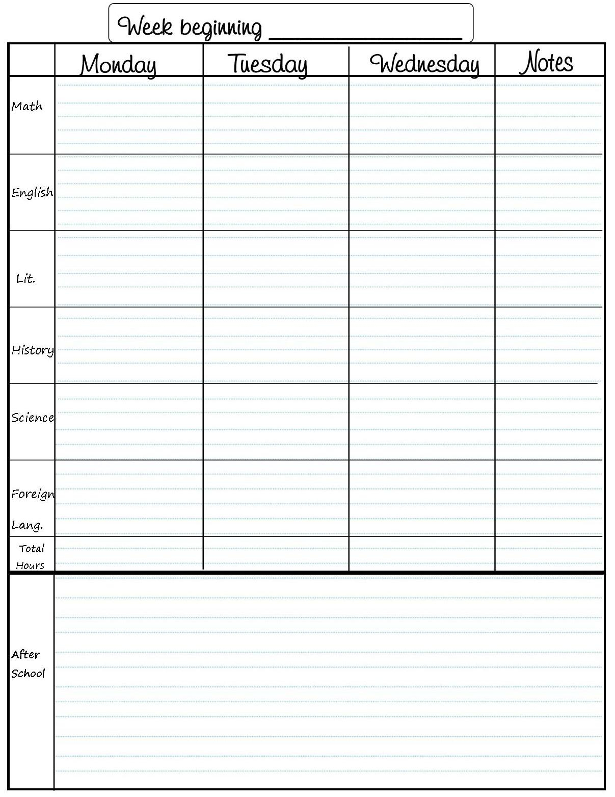 Student Planner Template Free Printable | Printable Planner Template - Free Printable Academic Planner