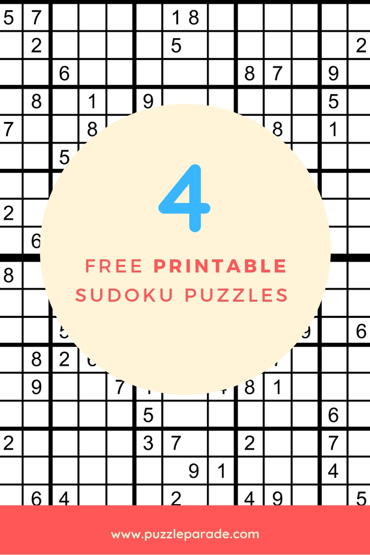 Sudoku Free Printable - 4 Intermediate Sudoku Puzzles - Puzzle Parade - Free Printable Sudoku