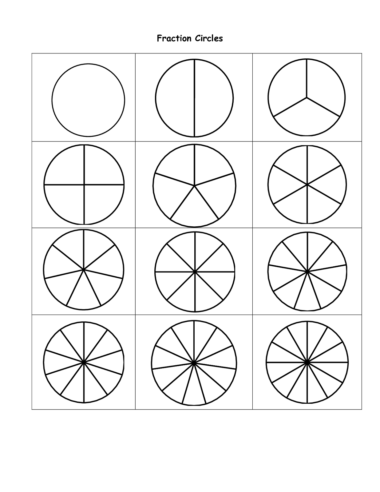 Summary -&amp;gt; Free Printable Fraction Circles File Folder Fun - Free Printable Blank Fraction Circles