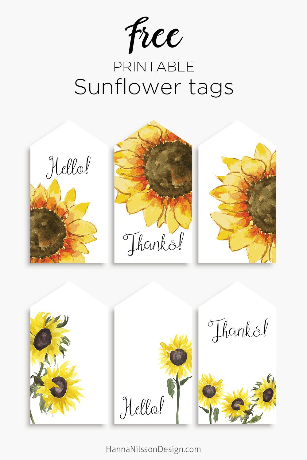 Sunflower Tags | Free Printable Gift Tags | #sunflowers #printables - Free Printable Sunflower Template