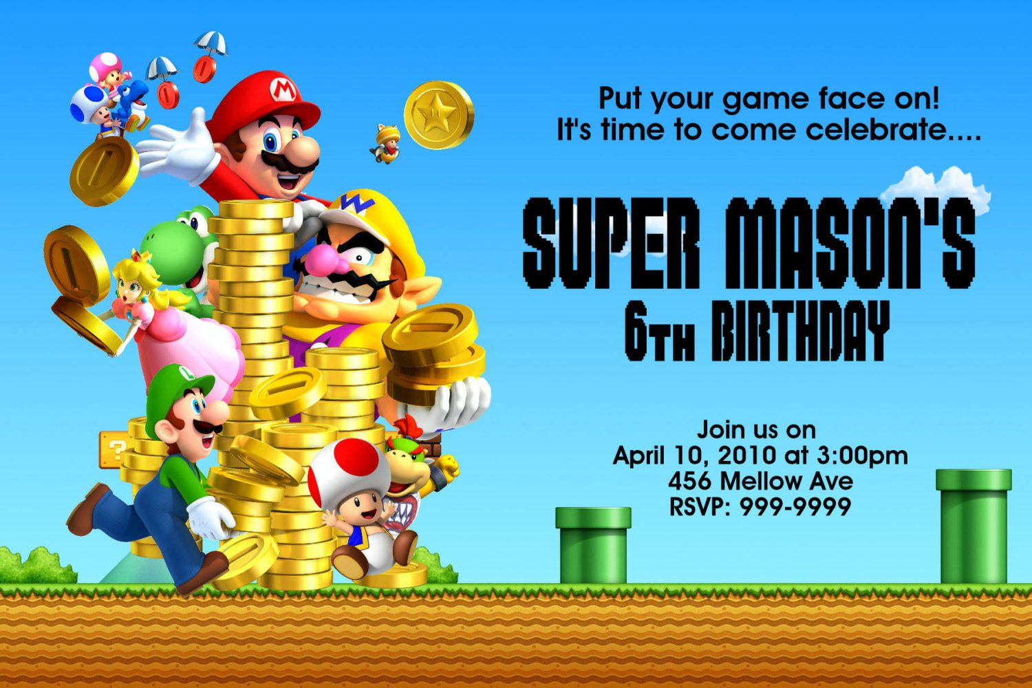 Super Mario Bros Birthday | Free Printable Birthday Invitation - Free Printable Super Mario Bros Invitations