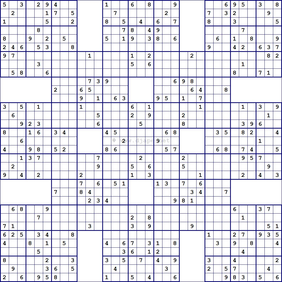 free printable samurai sudoku puzzle