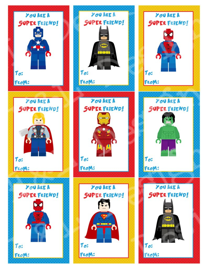 Superhero Valentine&amp;#039;s Day Cards Valentine&amp;#039;s Day | Etsy - Free Printable Superman Valentine Cards