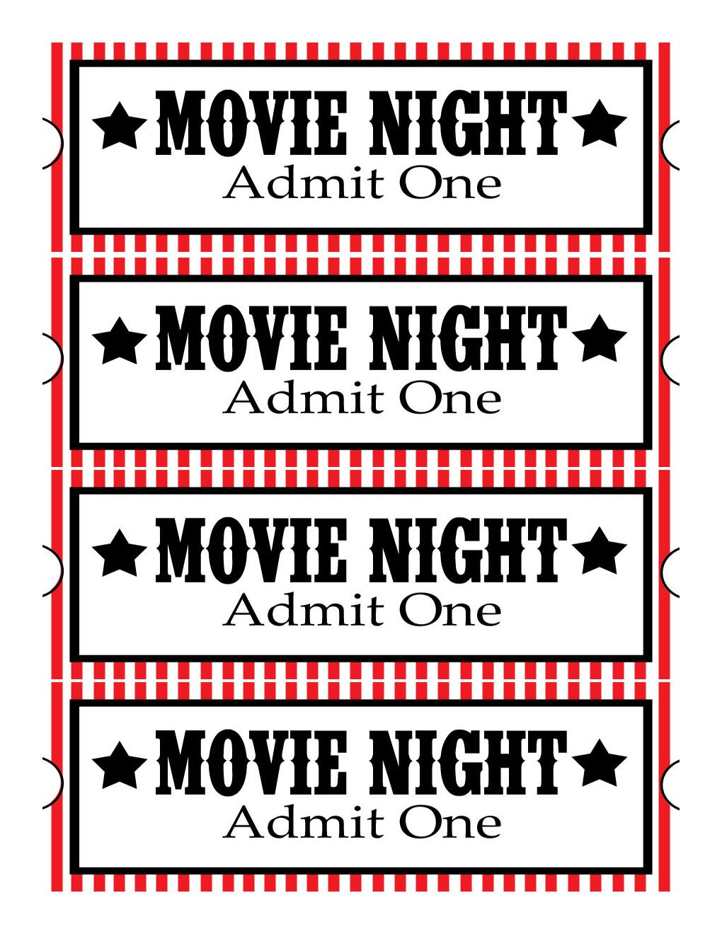 Sweet Daisy Designs: Free Printables: Home Movie Theatre Night | Diy - Free Printable Movie Tickets