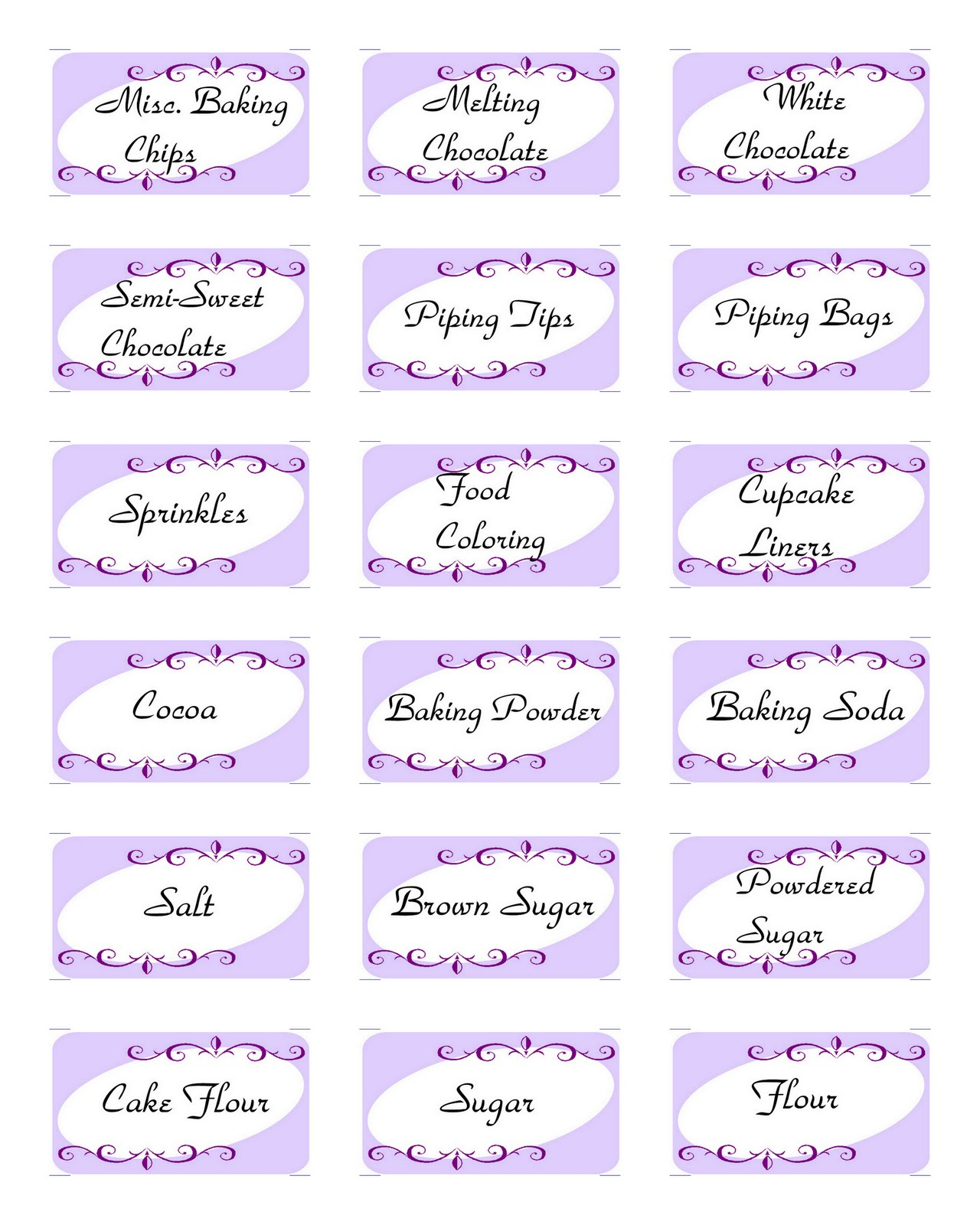 Sweets For Sami: Baking Labels- Free Printable - Free Printable Baking Labels