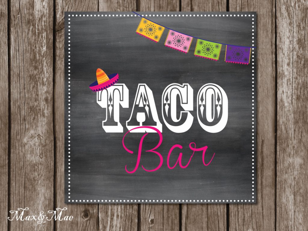 Taco Bar Sign Fiesta Party Posters Hot And Mild Tags Taco | Etsy - Free ...