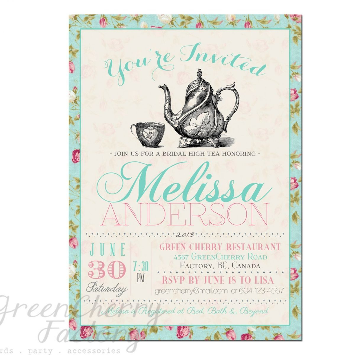 Tea Party Invitation Templates To Print | Free Printable Tea Party - Free Stork Party Invitations Printable