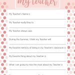 Teacher Appreciation Week Questionnaire   A Personalized Teacher Gift   All About My Teacher Free Printable