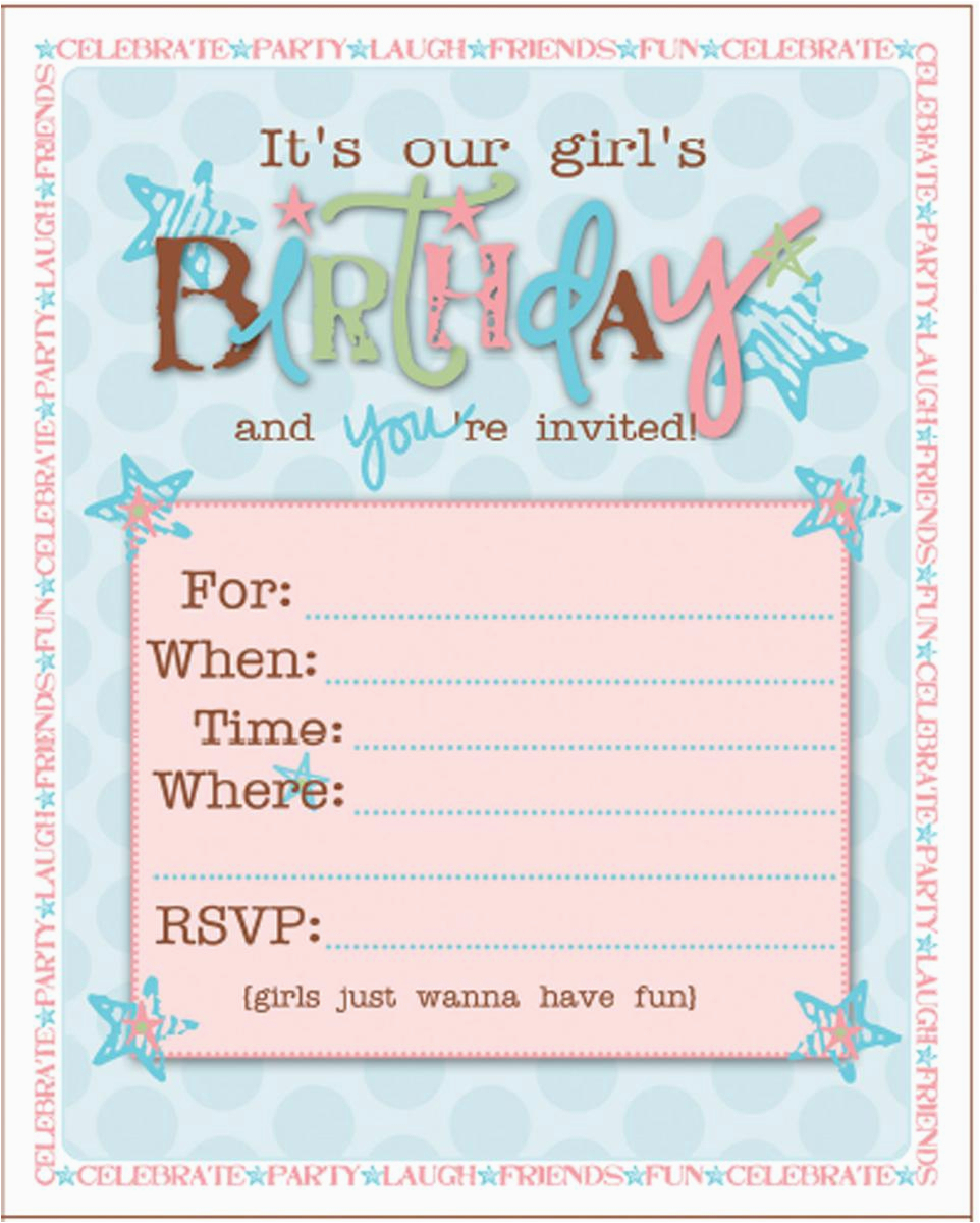 Free Printable Girl Birthday Invitations