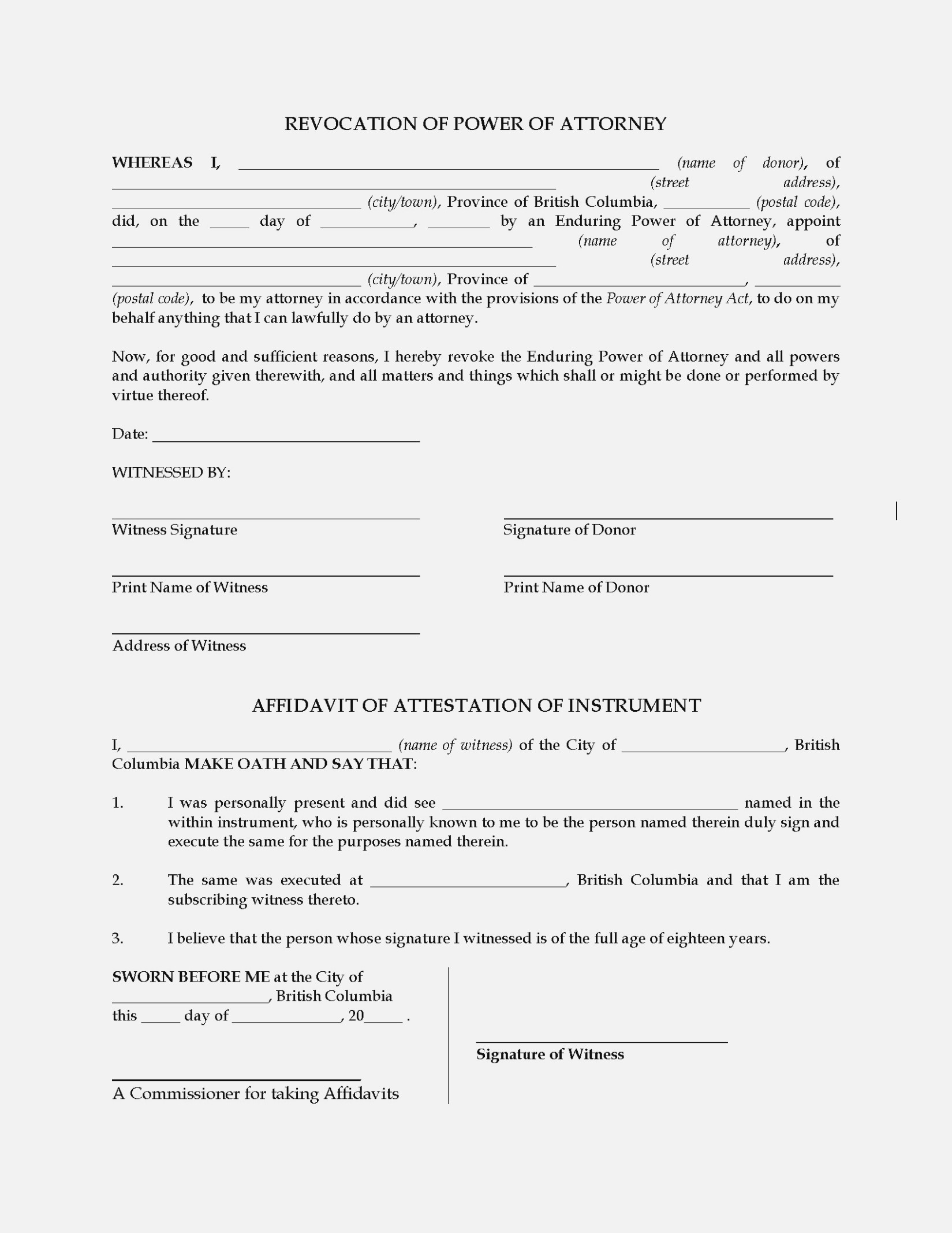 Template: Revocation Of Power Of Attorney – Free Printable - Free Printable Revocation Of Power Of Attorney Form