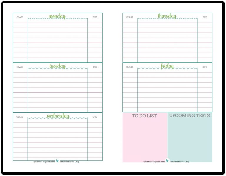 Template Student Planner Free Printable - Epp-Acp - Student Planner ...