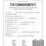 Ten Commandments Worksheet For Kids   Free Printable Children's Bible Lessons Worksheets