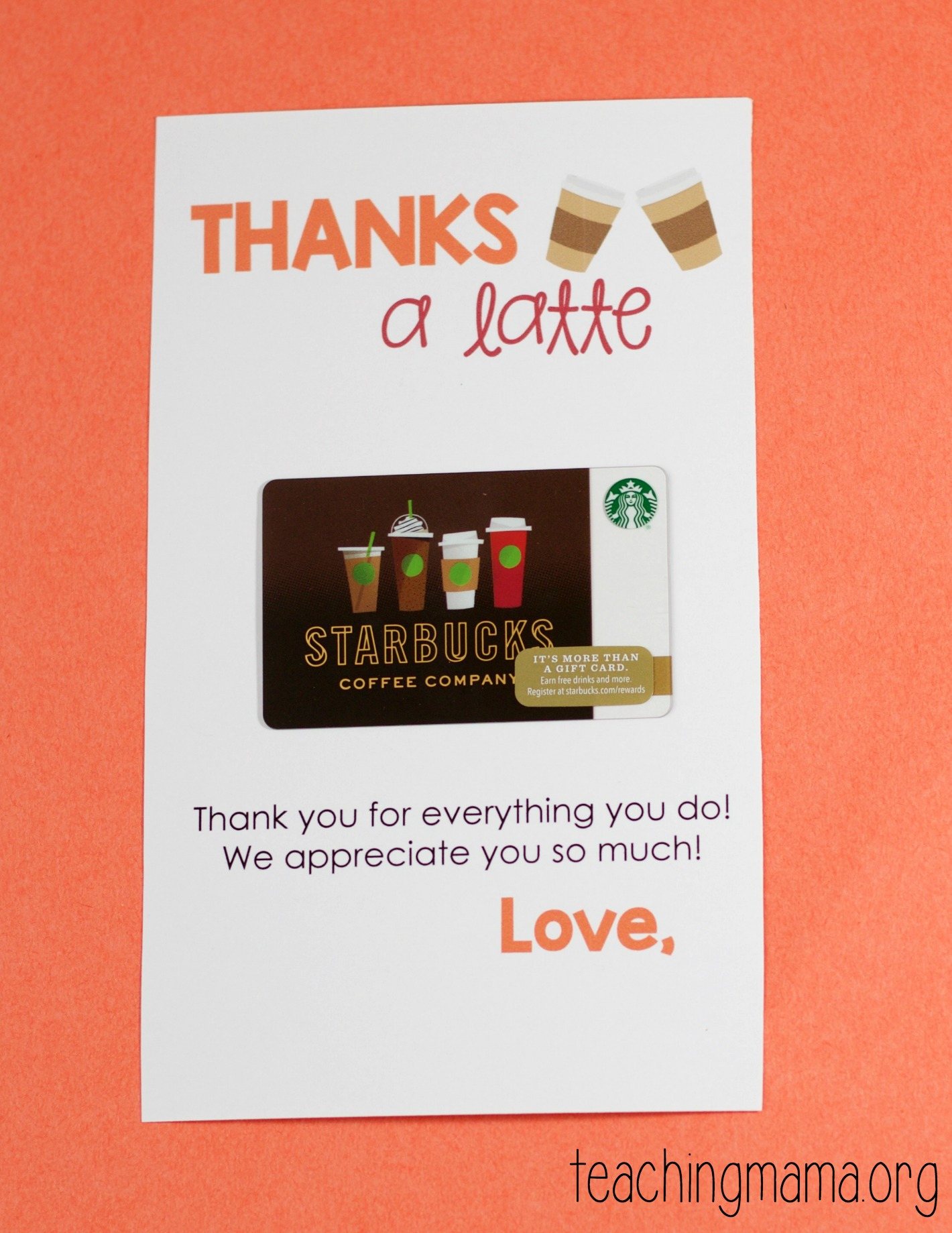 Thanks A Latte Printable - Thanks A Latte Free Printable Card