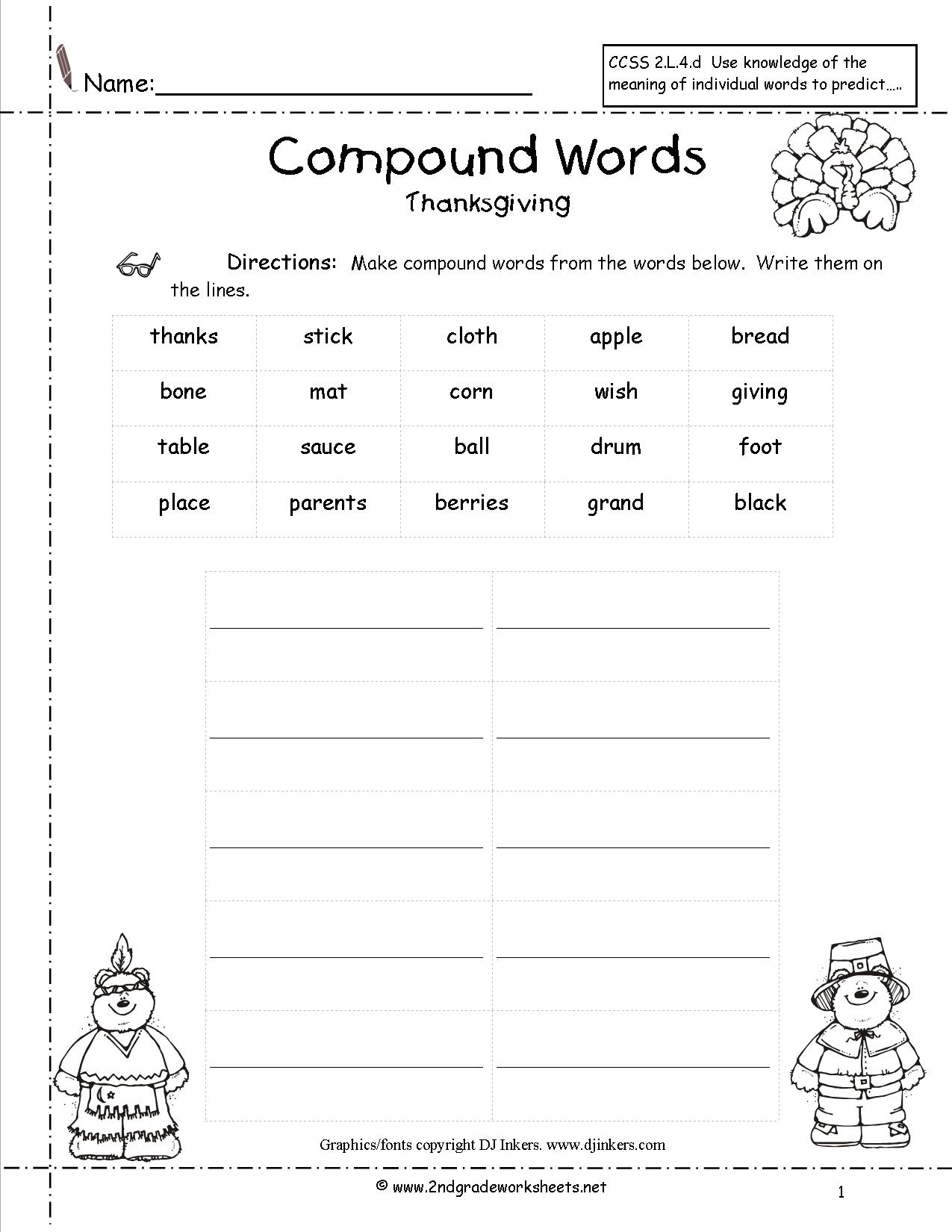 Thanksgiving Printouts And Worksheets - Free Printable Second Grade Worksheets