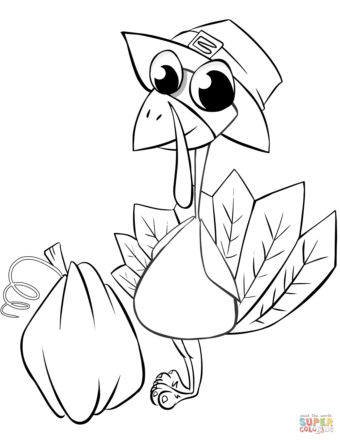 Thanksgiving Turkey With Pumpkin Coloring Page | Free Printable - Free Printable Pictures Of Turkeys To Color