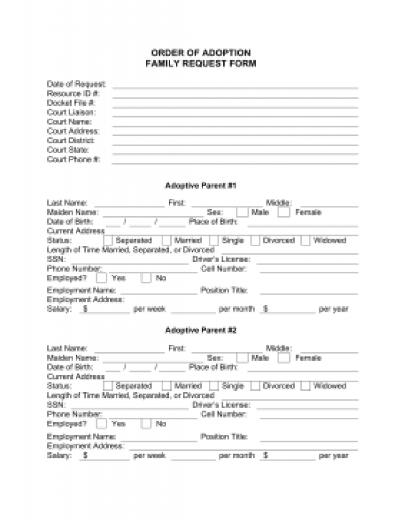 The Order Of Adoption Family Request Form Is A Free Printable With - Free Printable Adoption Papers