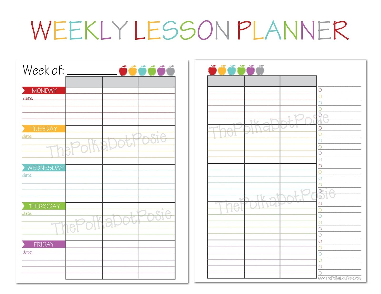 The Polka Dot Posie: New! Teacher &amp;amp; Homeschool Planners | Plan It - Free Printable Teacher Planner Pages