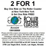The Roller Coaster At New York New York: Two For One Coupon   Just   Free Printable Las Vegas Coupons 2014