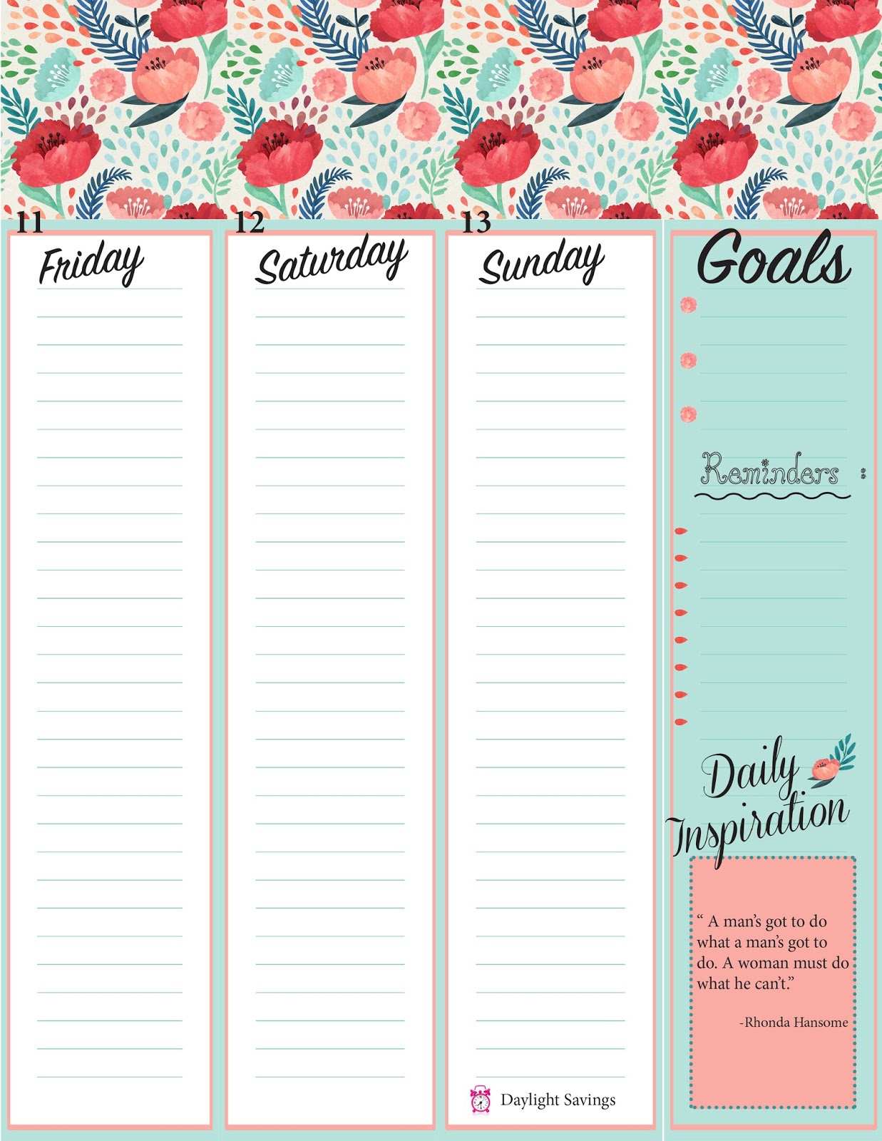 The Rustic Redhead: Weekly Planner Sheets ** Free Printables** - Free Cute Printable Planner 2017