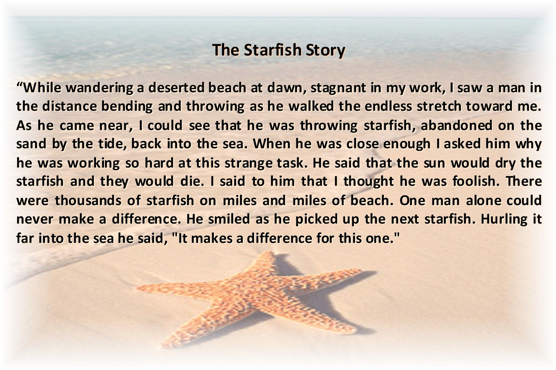 Original Starfish Story Printable Printable Templates