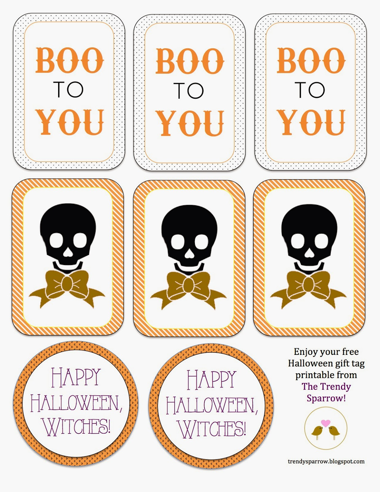 The Trendy Sparrow: Free Printable: Halloween Gift Tags - Free Printable Gift Bag Tags