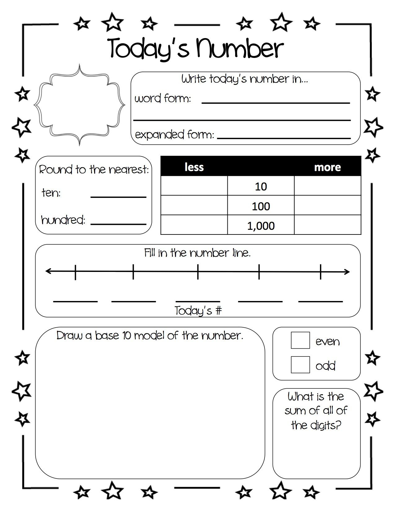 This Is A Number Of The Day Worksheet That My Colleague And I - Free Printable Number Of The Day Worksheets