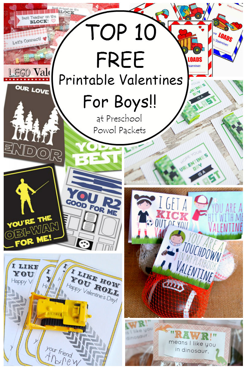 Top 10 {Free} Printable Valentines Cards For Boys! | Preschool Powol - Free Printable Valentine Cards For Kids