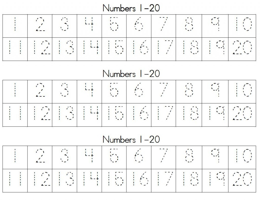 Trace Numbers 1 20 | Kiddo Shelter - Free Printable Numbers 1 20