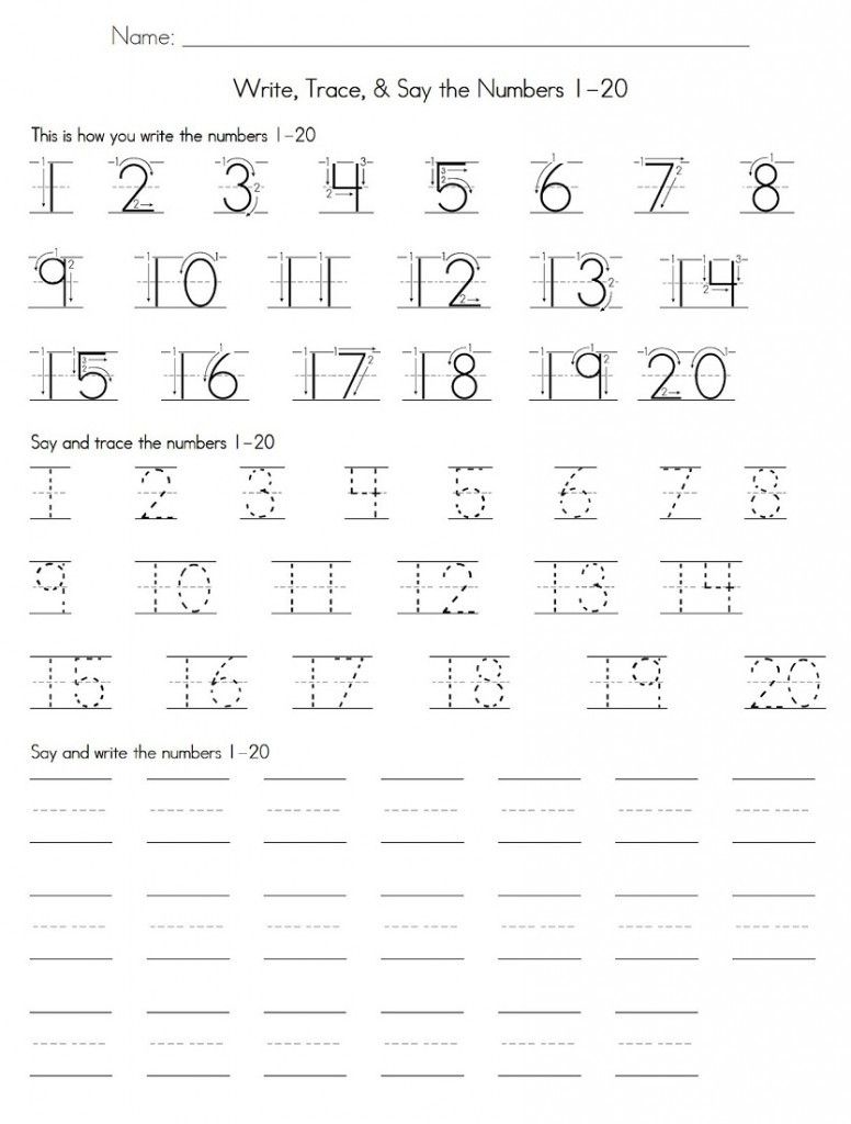 Trace Numbers 1 20 | Kiddo Shelter - Free Printable Numbers 1 20