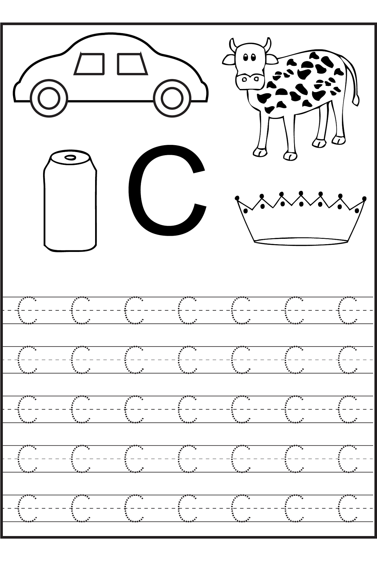 Trace The Letter C Worksheets | Alphabet And Numbers Learning - Free Printable Letter C Worksheets