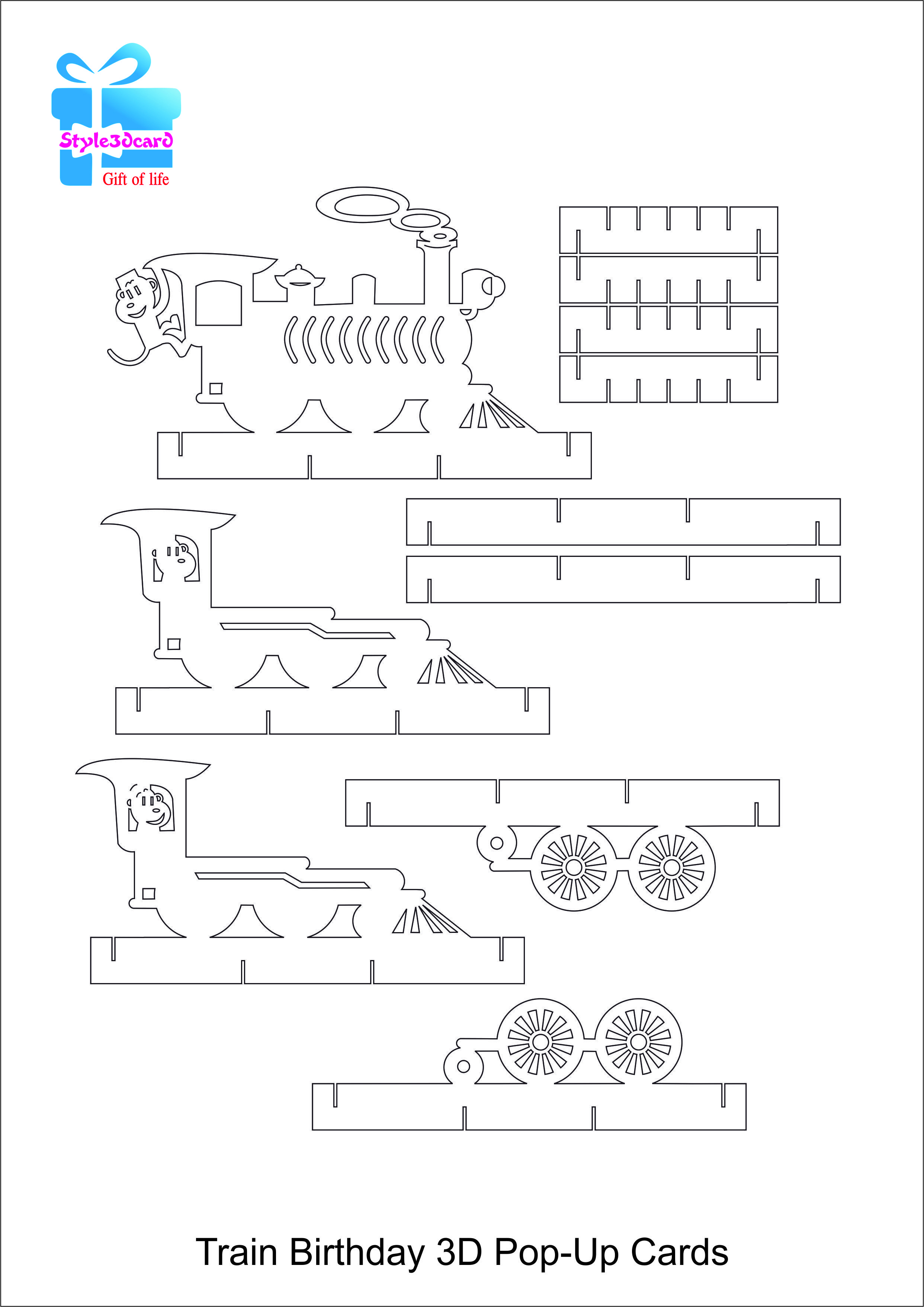 Train Pop Up Birthday Card/kirigami Pattern 2 | Card- Techniques And - Free Printable Kirigami Pop Up Card Patterns