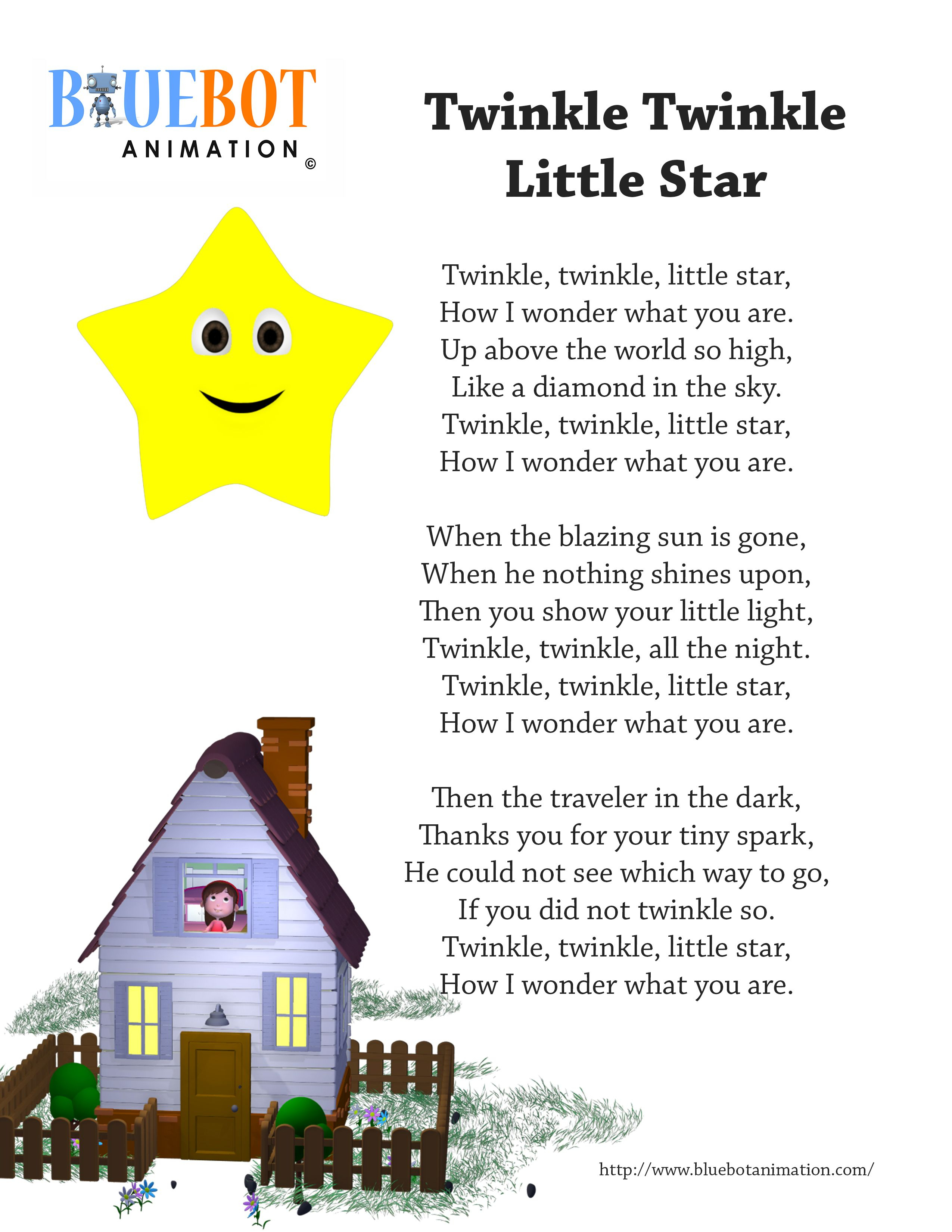 Twinkle Twinkle Little Star Nursery Rhyme Lyrics Free Printable - Free Printable Nursery Rhymes