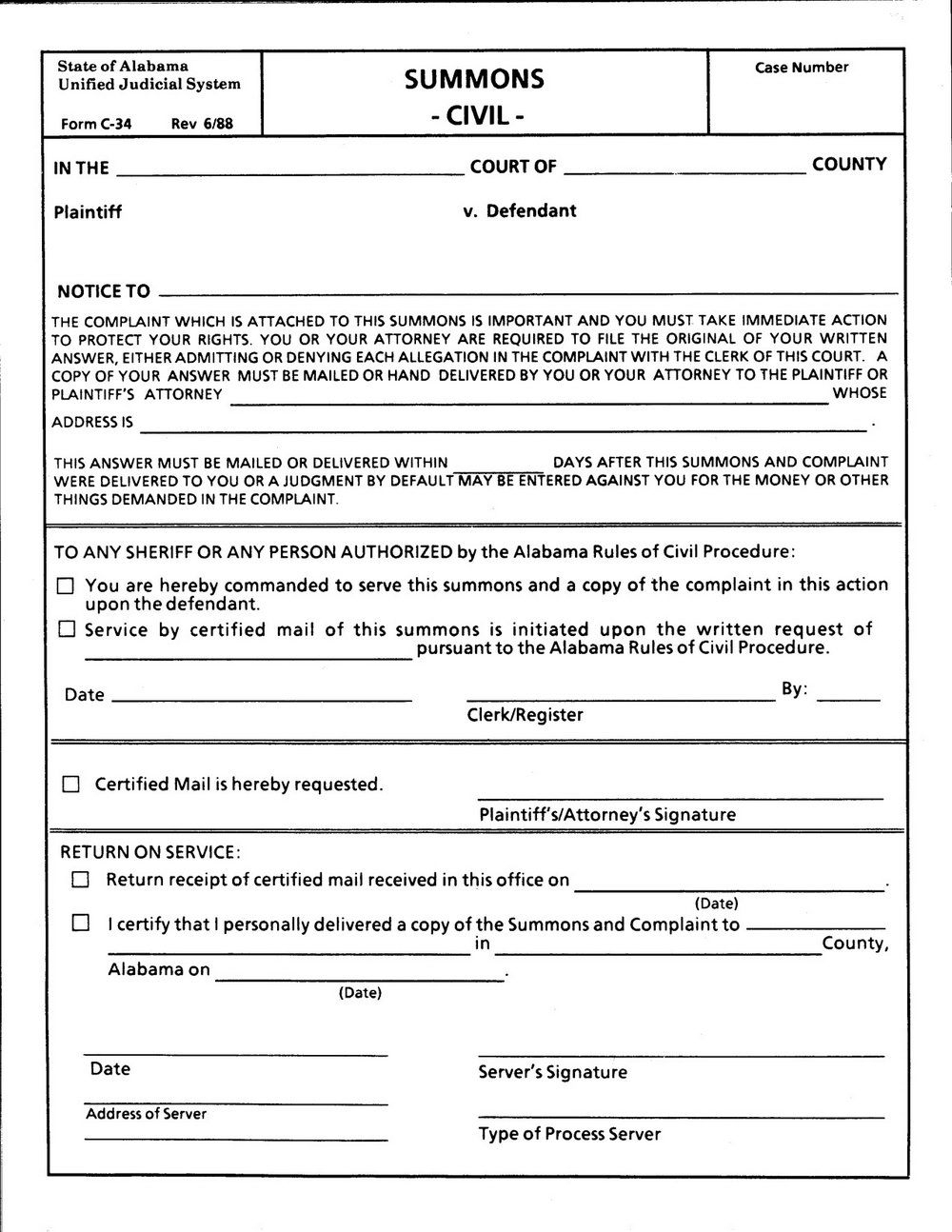 Printable Divorce Papers For Georgia