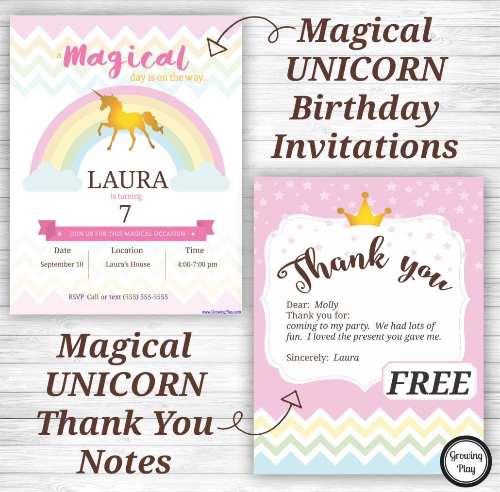 Unicorn Birthday Party Invitations And Thank You Notes - Free - Free Printable Birthday Party Flyers