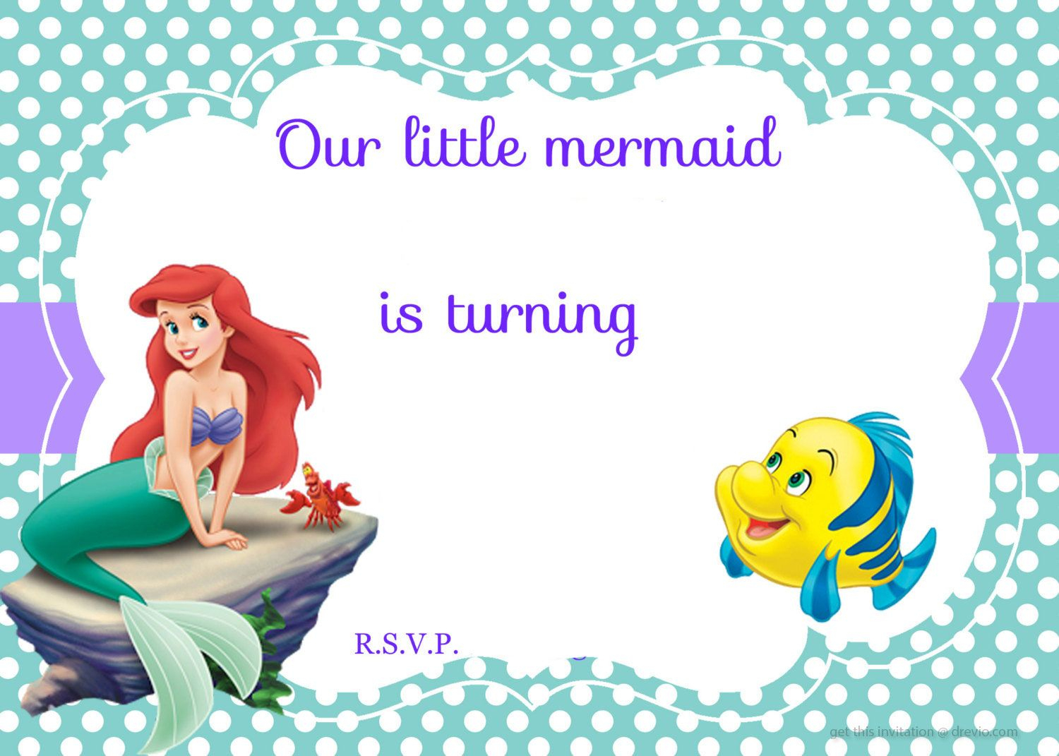 Updated! Free Printable Ariel The Little Mermaid Invitation - Free Printable Little Mermaid Birthday Banner