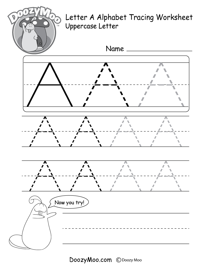 Uppercase Letter Tracing Worksheets (Free Printables) - Doozy Moo - Free Printable Alphabet Tracing Worksheets