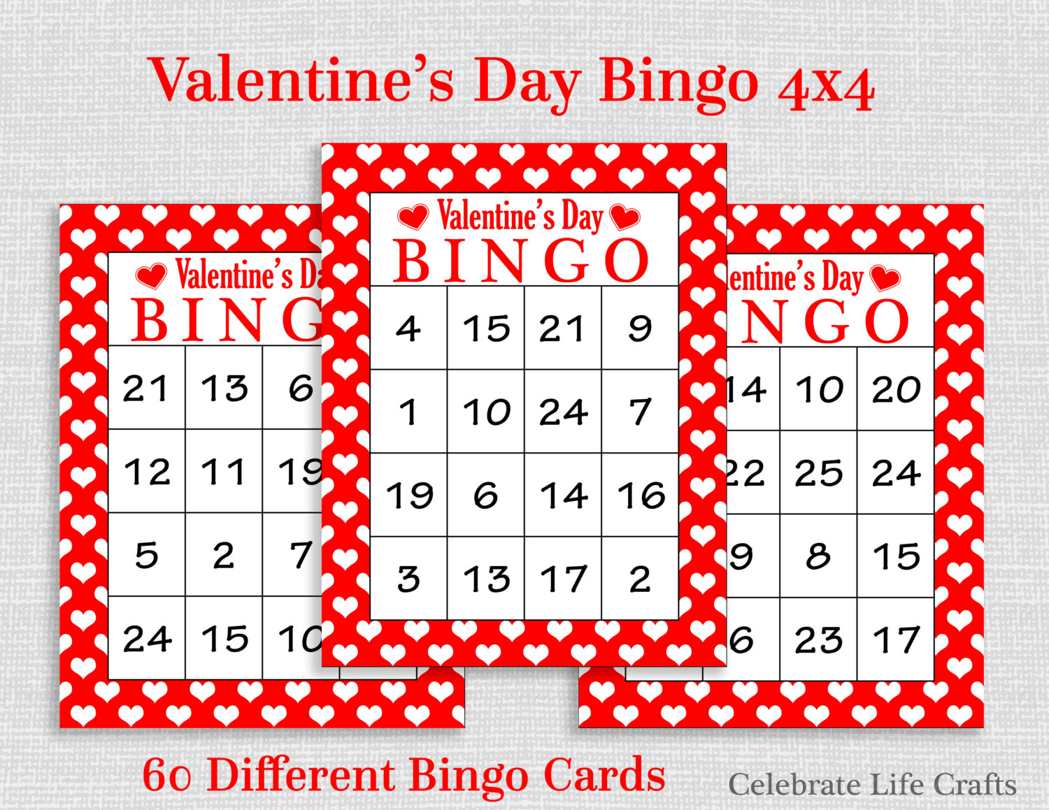 Valentine Bingo Game 60 Printable Valentine&amp;#039;s Bingo | Etsy - Free Printable Valentines Bingo
