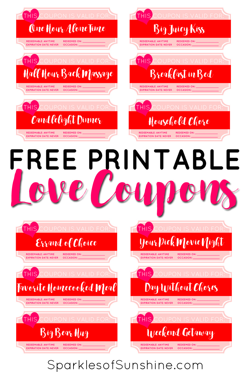 Valentine&amp;#039;s Day Free Printable Love Coupons - Sparkles Of Sunshine - Free Printable Love Coupons For Wife