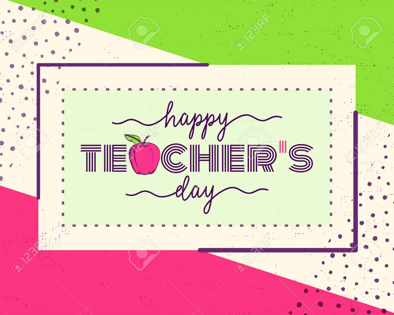 Vector Illustration Of Happy Teachers Day. Greeting Design For - Free Printable Teacher&amp;amp;#039;s Day Greeting Cards